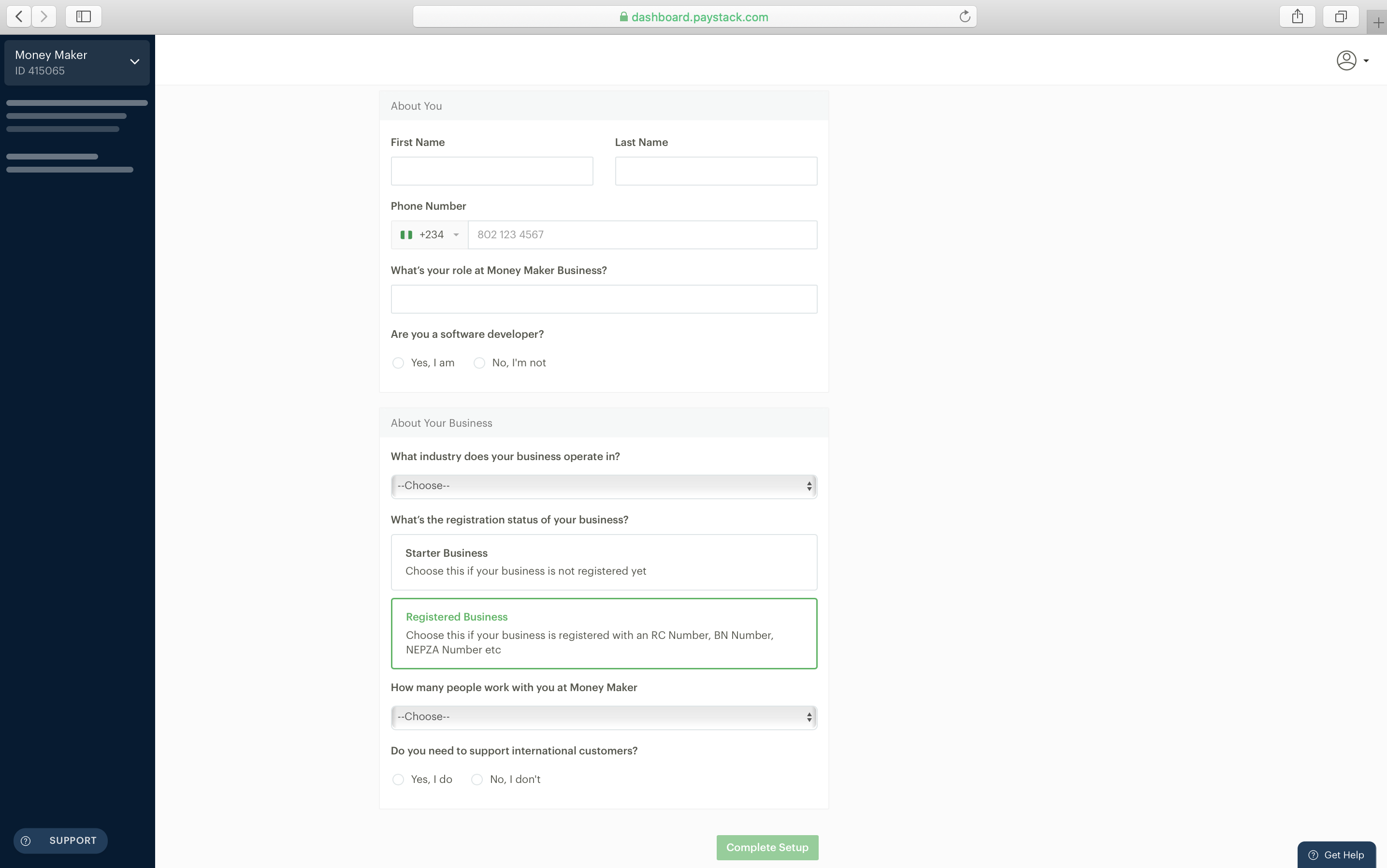 PayStack Developer Dashboard - Complete Setup