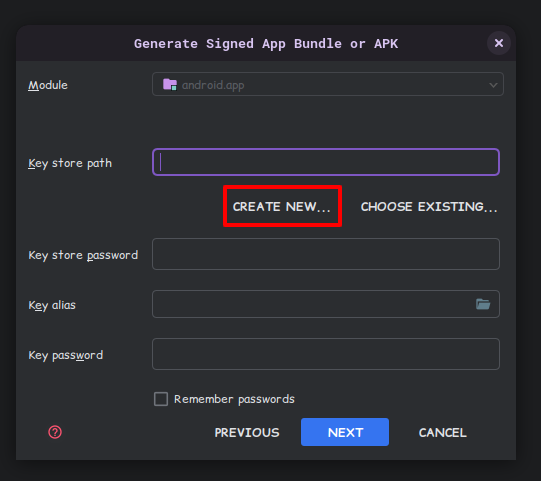 Generate Signed Bundle/APK