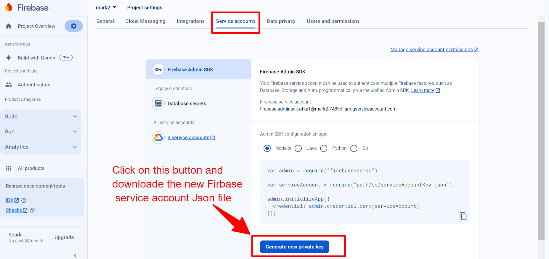 Firebase Service Account Json File