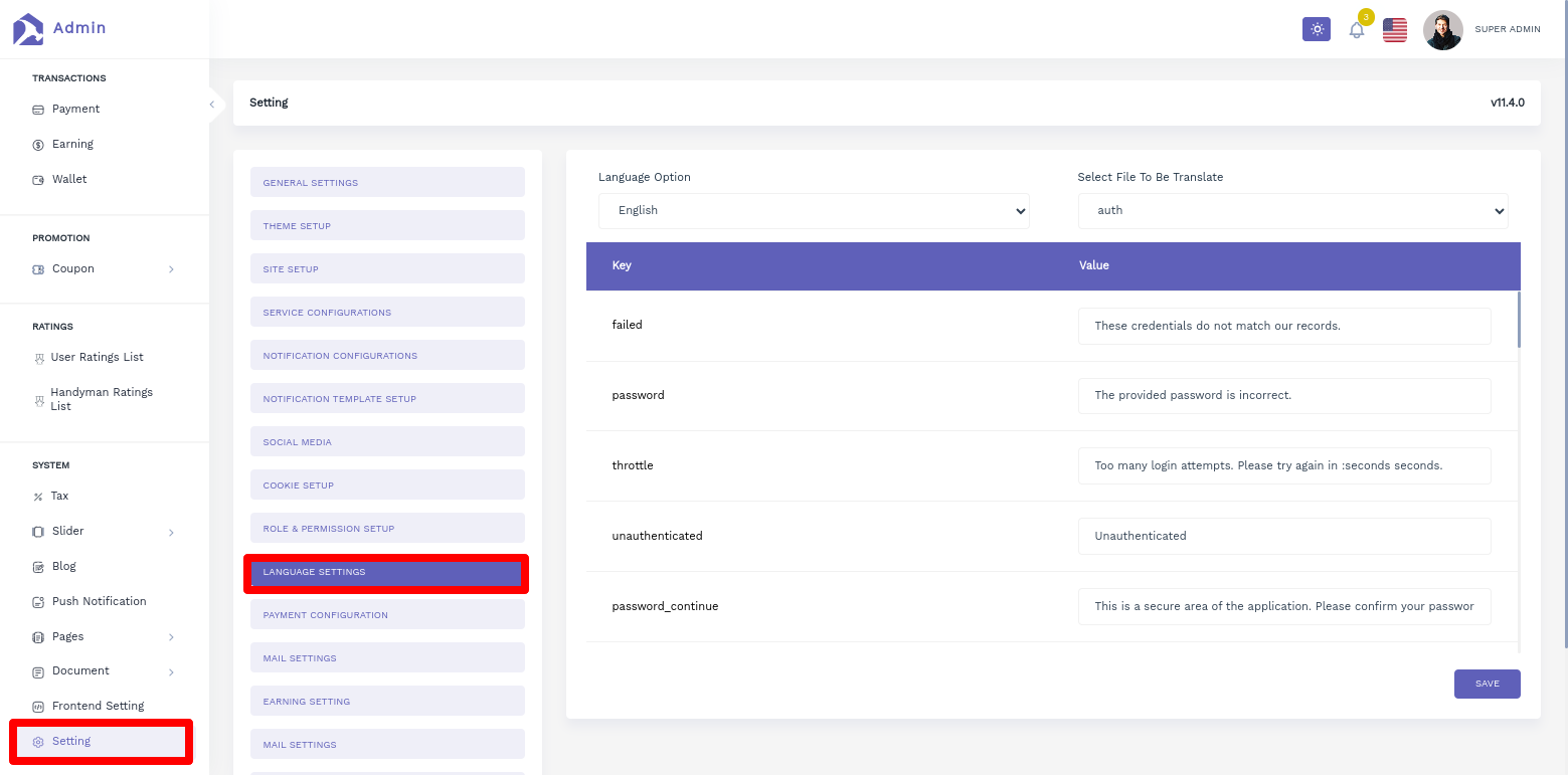 Language Configurations