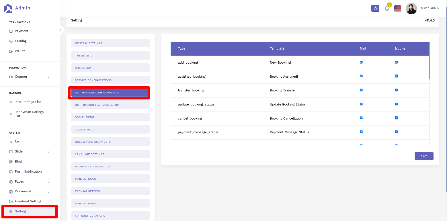 Notification Configurations