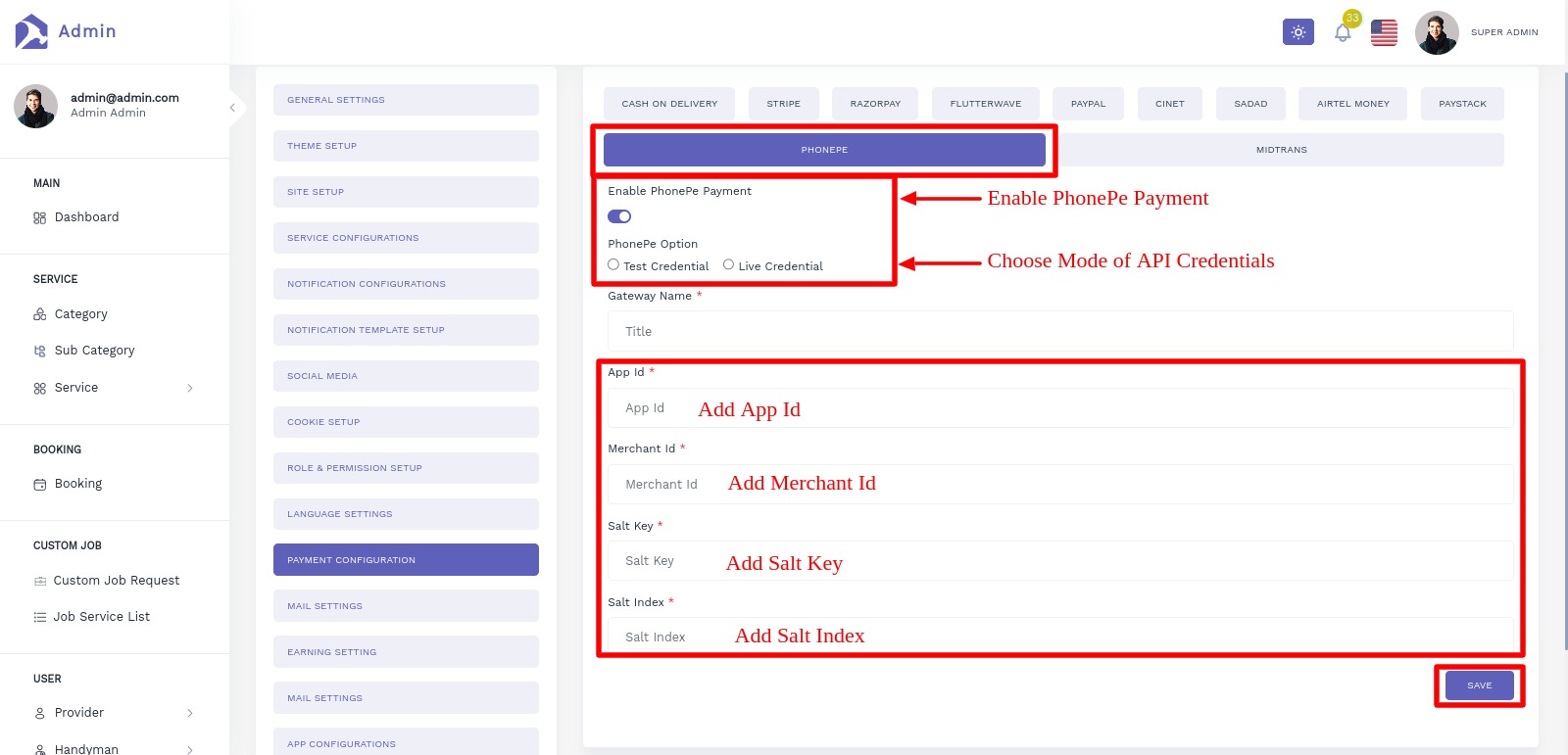 PhonePe Admin Panel