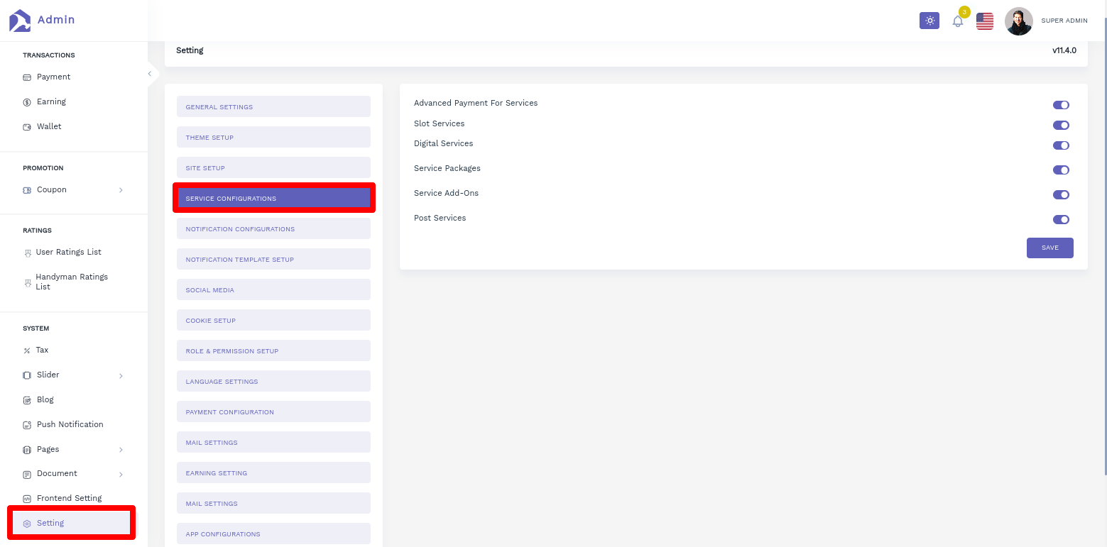 Service Configurations