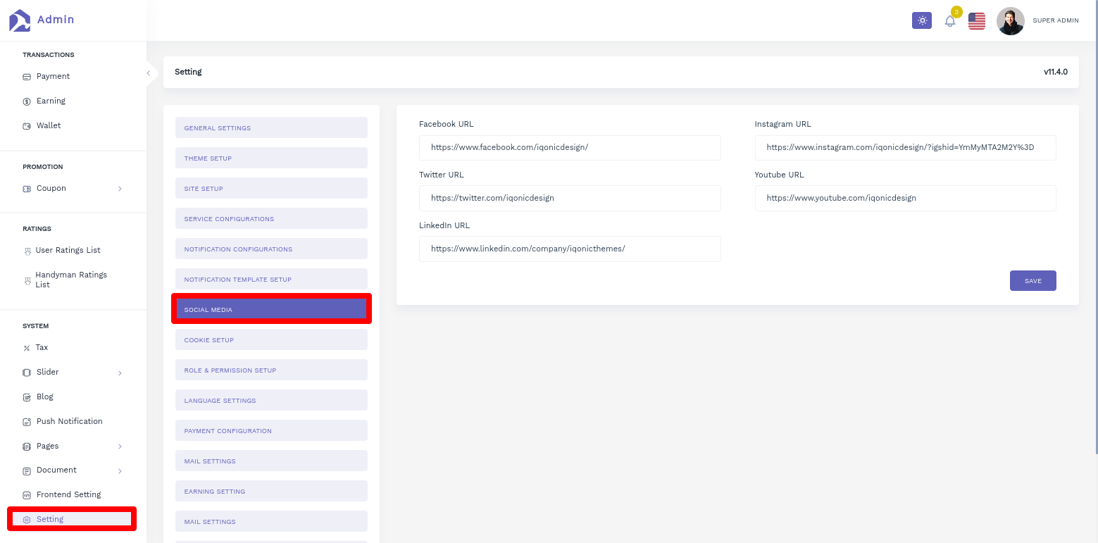 Social Media Configurations