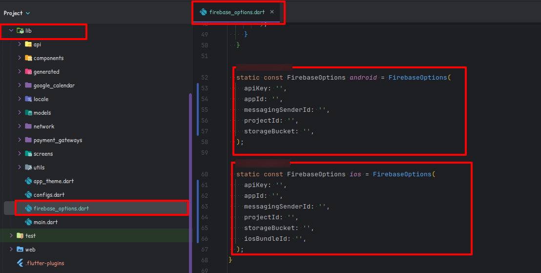 Firebase Project Settings