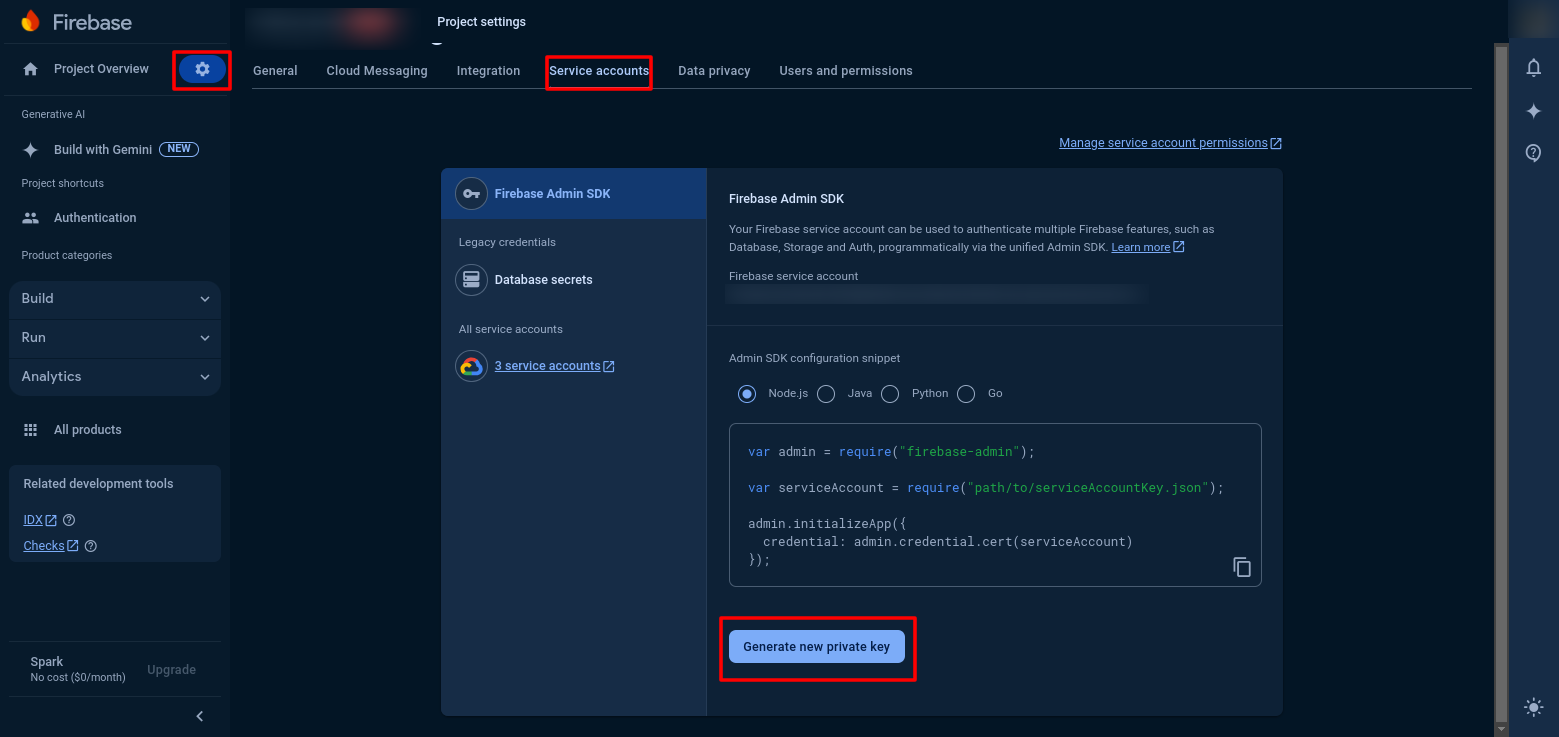 Firebase Service Account Json File