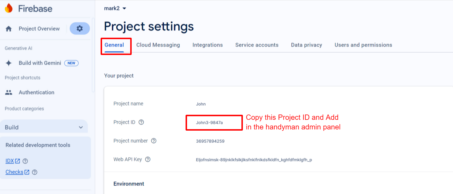 Firebase Project ID