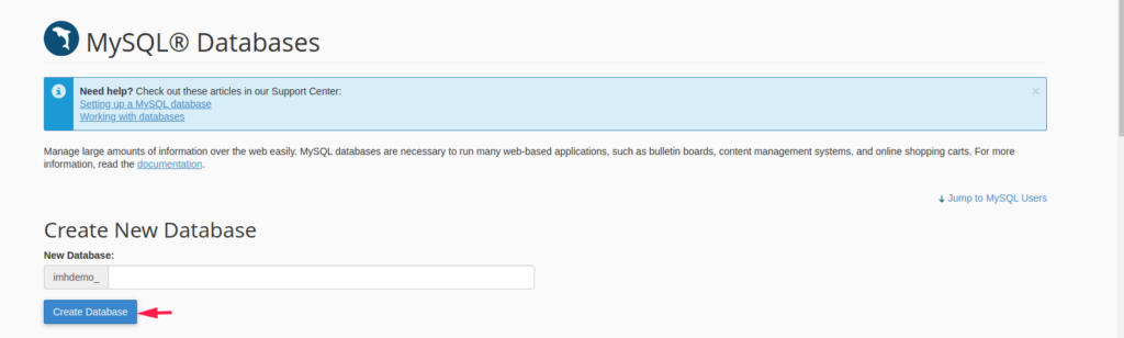 Create MySQL database