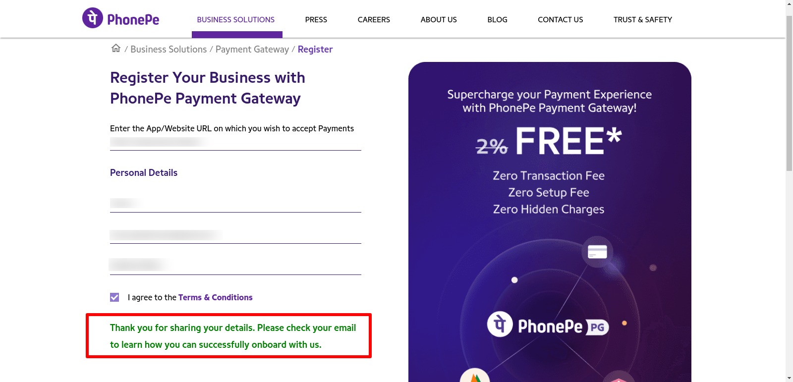 PhonePe - Register Business